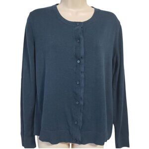Banana Republic Teal Blue Women's Cardigan L Button Up Knit Office Career Cotton